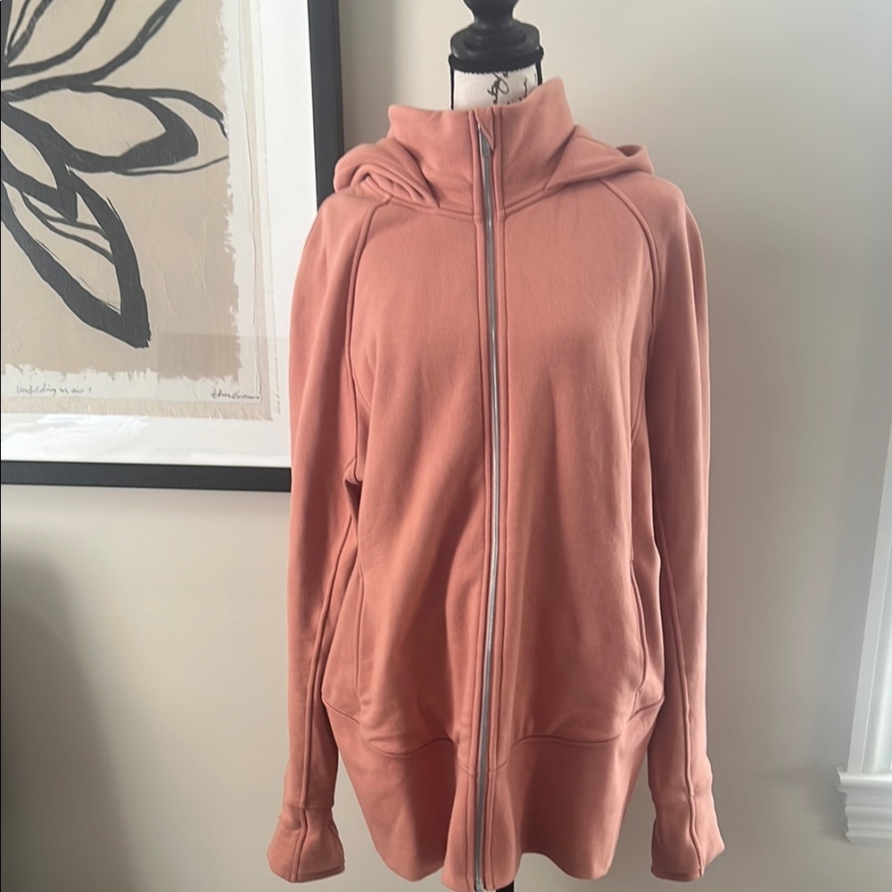 Lululemon Women's Salmon colored zip up Scuba Hoodie light cotton fleece